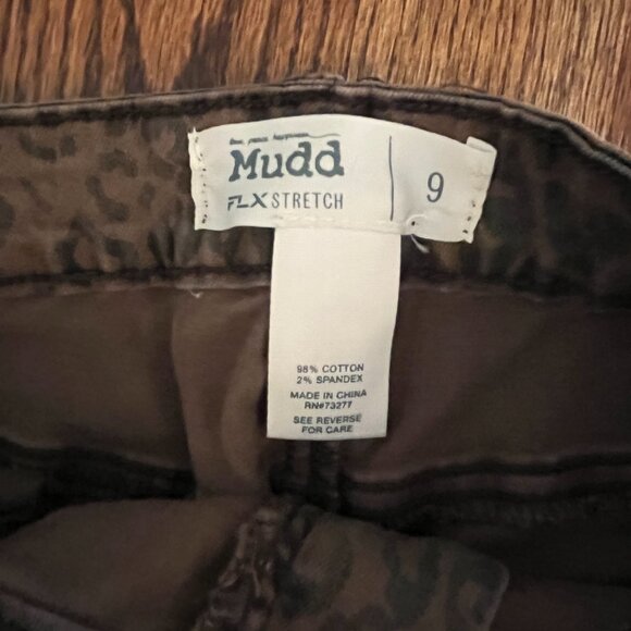 Mudd Bottom Denim Mini Skirt~Brown/Black Leopard Print Pocket Raw Hem Size 9 - Picture 5 of 5